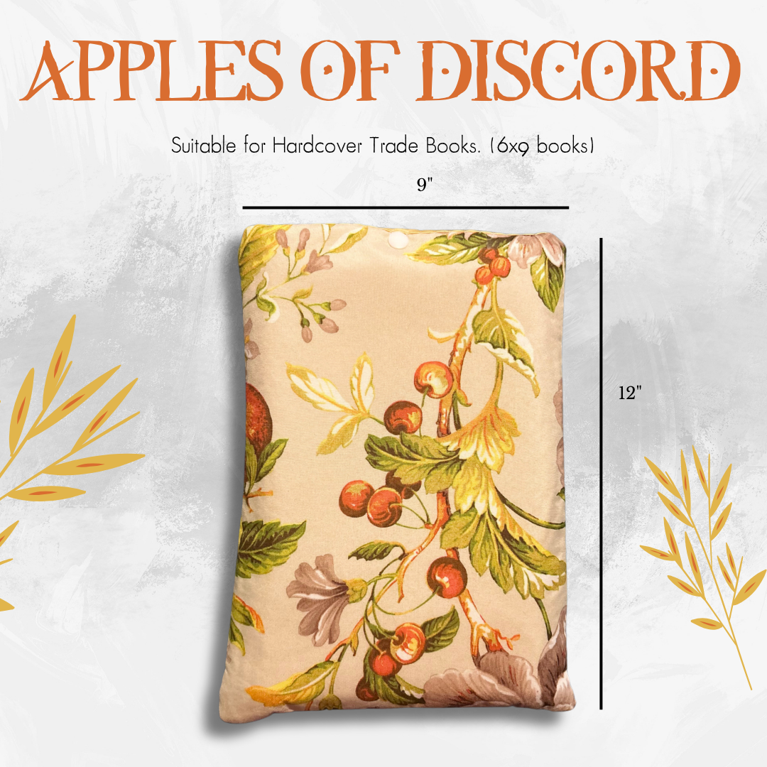 Book cover with floral design and dimensions on a textured background with measurements