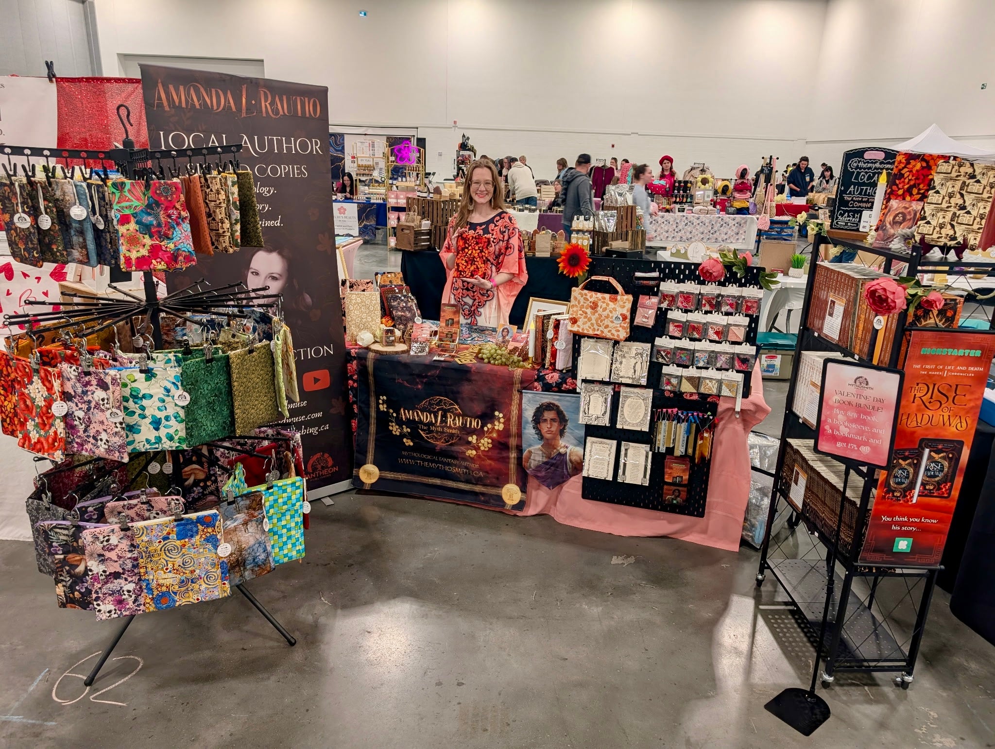 Local author Amanda L. Rautio author booth for Valentine's Day event