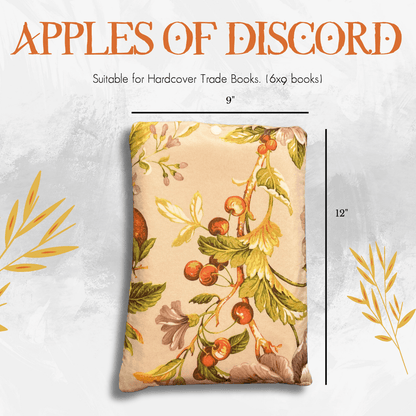 Book cover with floral design and dimensions on a textured background with measurements