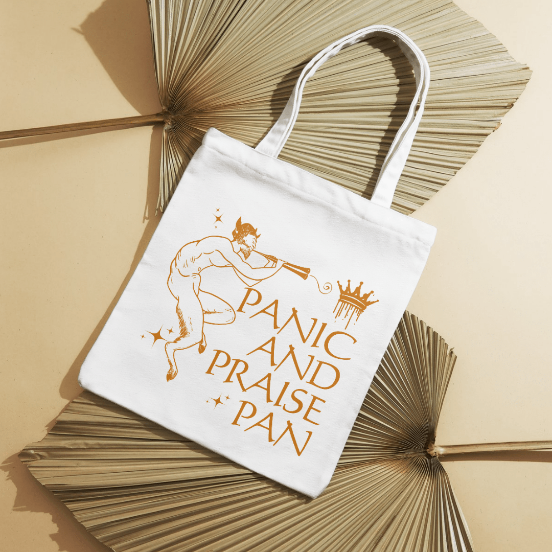 Panic and Praise Pan Tote Bag Mythosmith Publishing